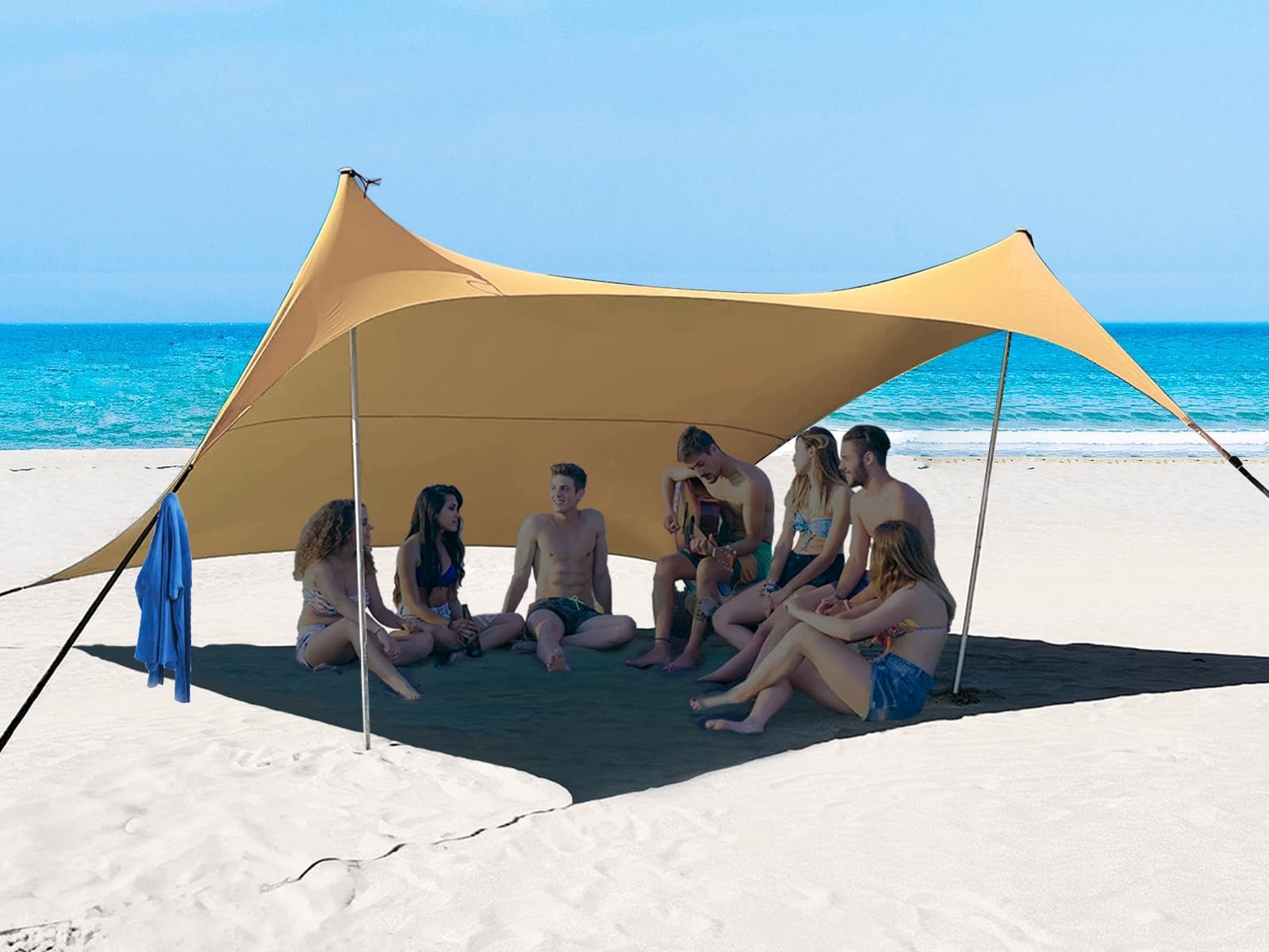 10×10ft UPF50+ Beach Tent Sun Shelter, Windproof Stable Outdoor Pop Up Beac