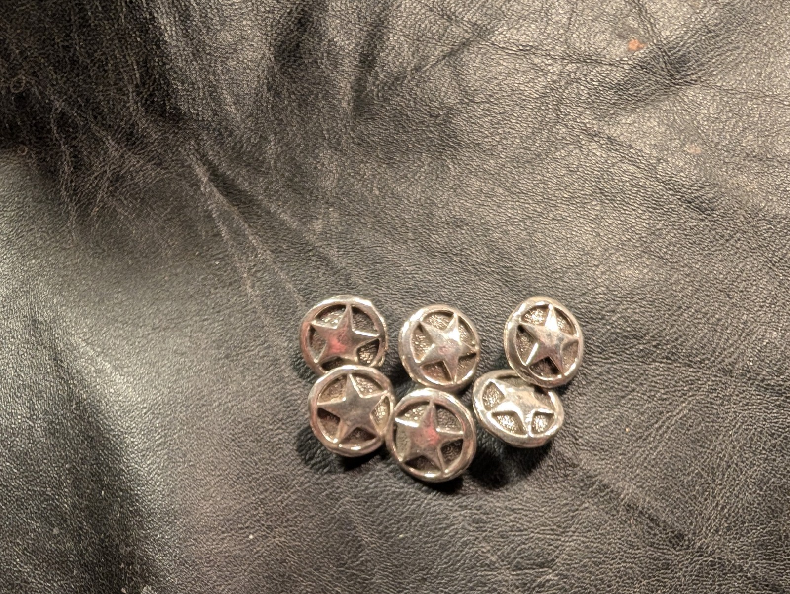  Star Buttons Sterling Silver,Cast, SET OF 6