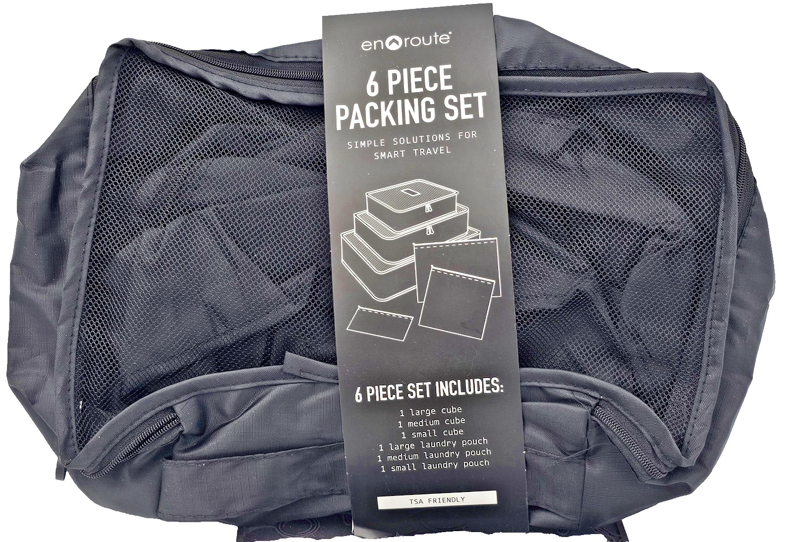 Enroute 6 piece Nylon and Mesh Packing Cube Set New with Tags TSA Friendly