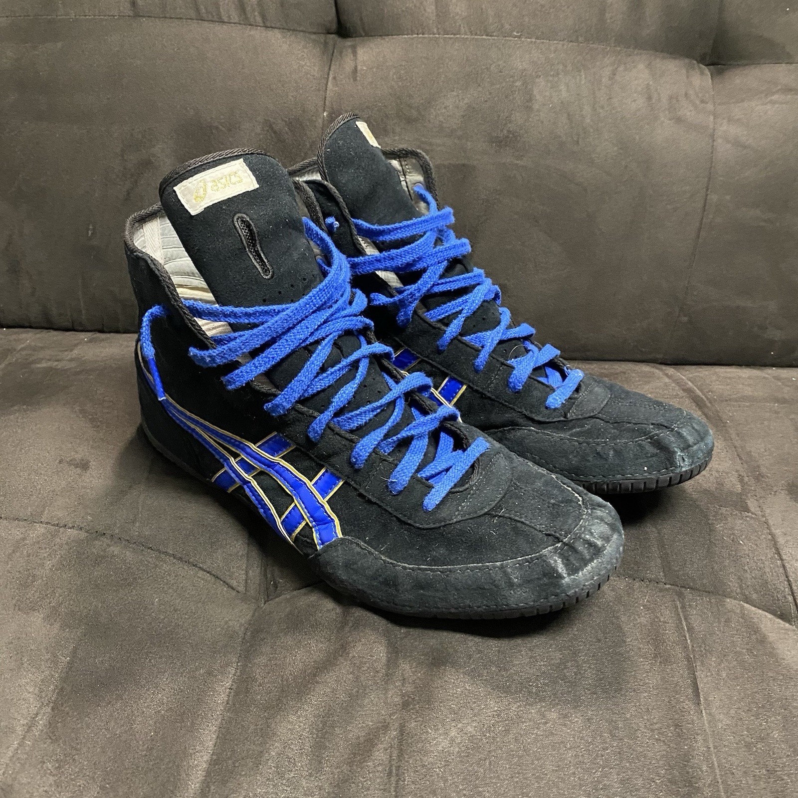 ASICS New Gen Ex-Eo Wrestling Shoes Size 12 Black/Blue/Gold