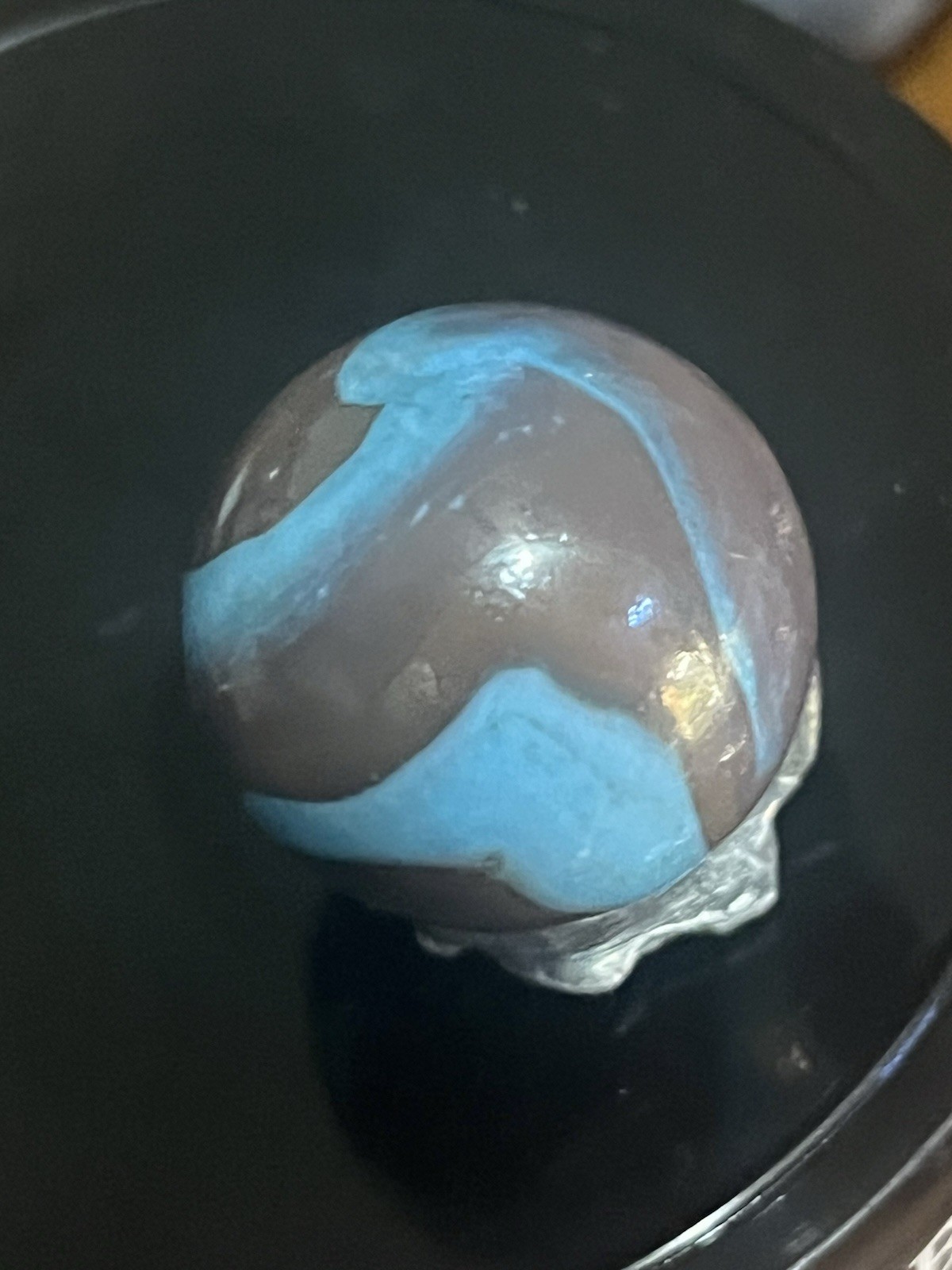 Vacor Marbles Shooter Marble Werewolf Grey/Purple Base Blue Swirls  .94” Mint