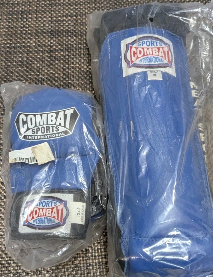 New Combat Sports International  TG 4 R Training MMA Gloves And XL  Shin Guards