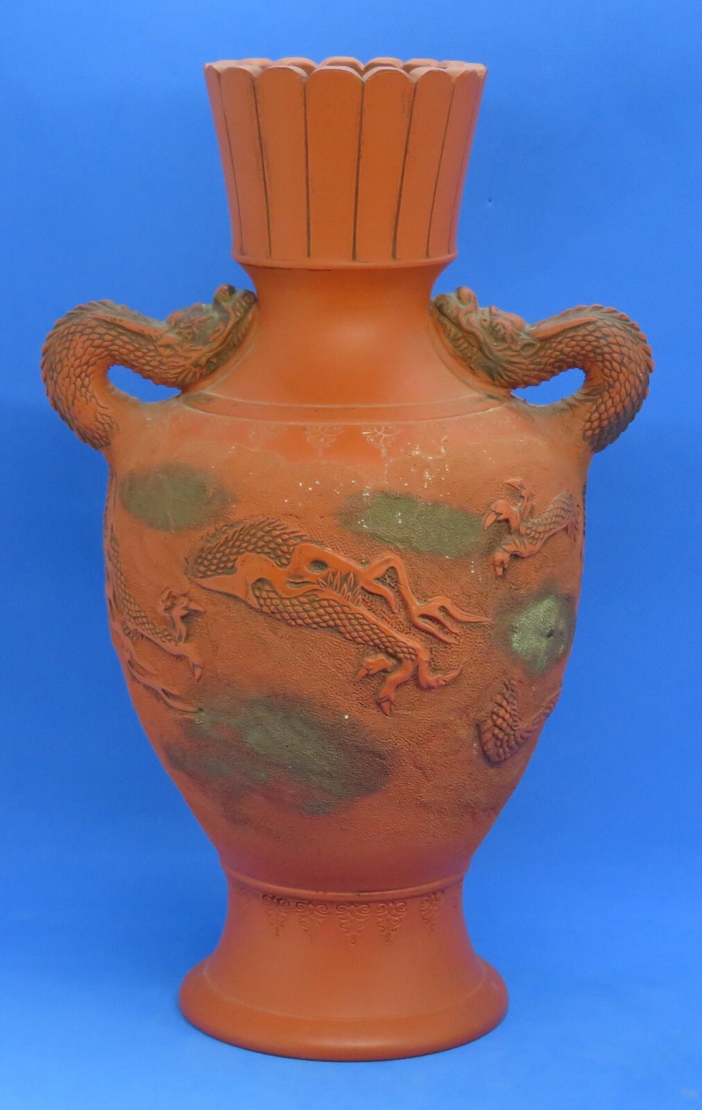 Japanese Tokoname vintage Victorian Meiji Period oriental antique dragon vase