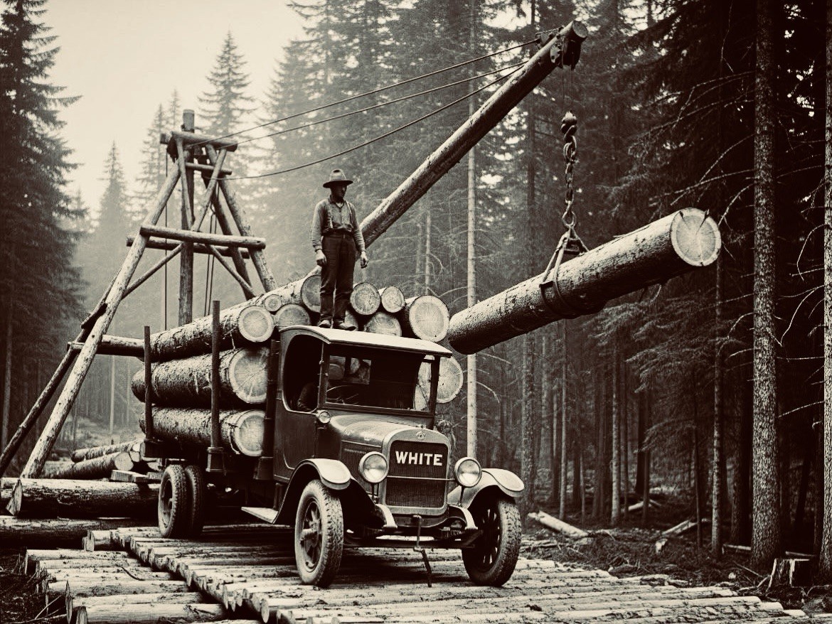 Old White Logging Truck Photo Poster, Multiple sized Poster / Prints