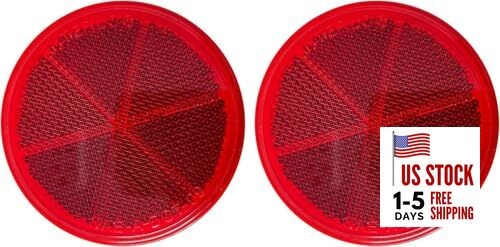 [] Class A 3" Round Reflector Strong Stick-on - RED/AMBER for Trailers, 2x Red