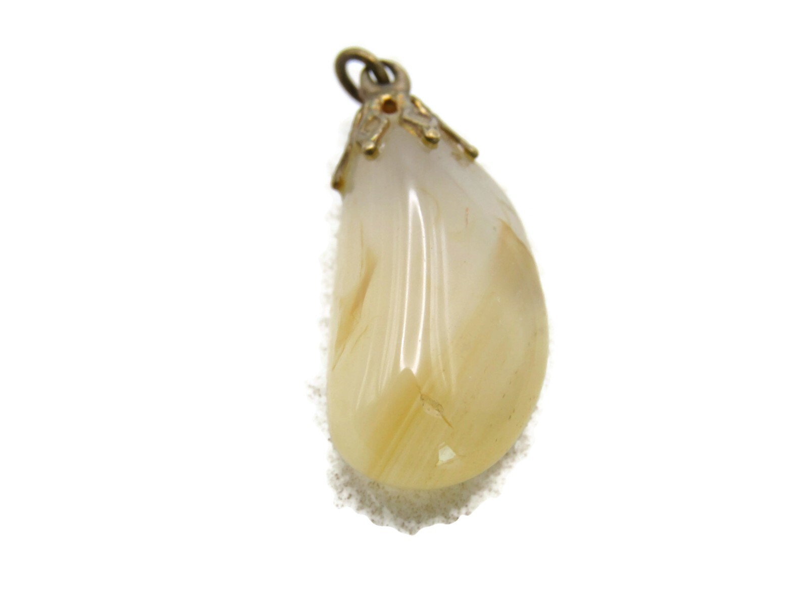 Light Brown Stone Necklace Charm Pendant Gold Tone