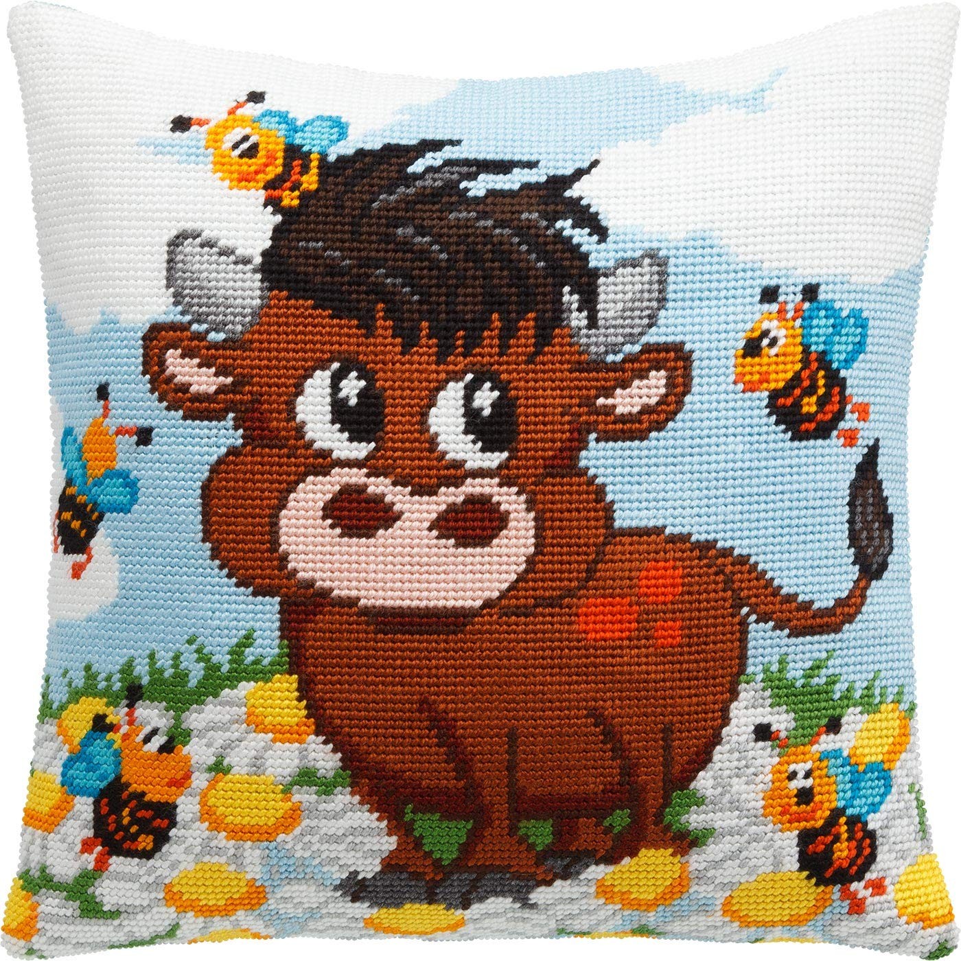 Farmyard Needlepoint Kit for Adults and Beginners — Bull Calf 16″ × 16″ with ...