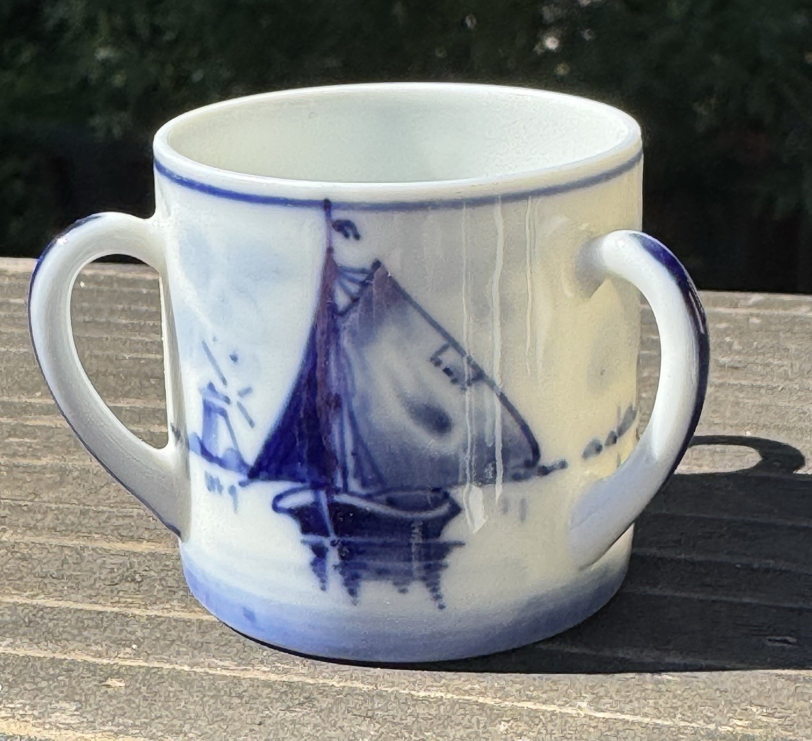 Vintage Delft Mini 3 Handle Toothpick Holder/ Cup Made In Germany