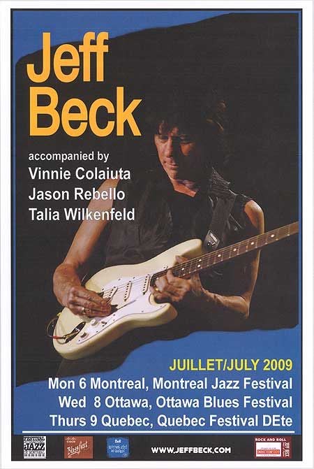 Jeff Beck 2009 Concert Poster Montreal Ottawa Quebec Jazz 12x8in Metal Sign