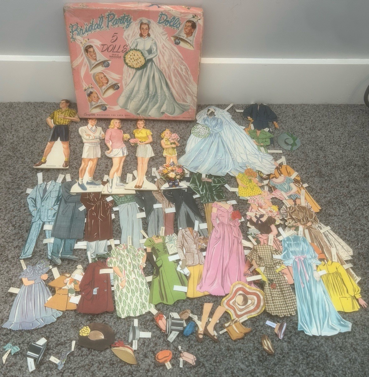 1950s Whitman Bridal Party Paper Dolls RARE Great Shape! 5 Dolls VINTAGE 5340