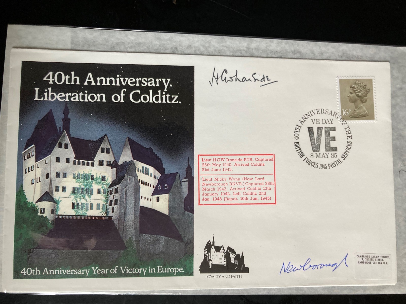 Rare Colditz POWs WW2 Lt HCW Ironside and Lord Newborough Signed cover