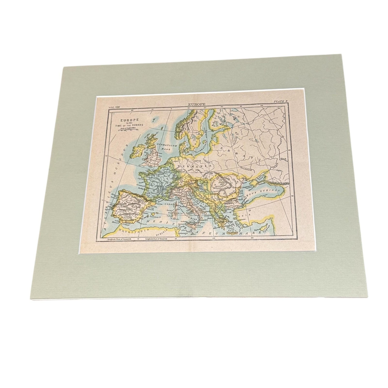 Vintage Europe Time Of The Romans Map Political British Encyclopedia Atlas Print