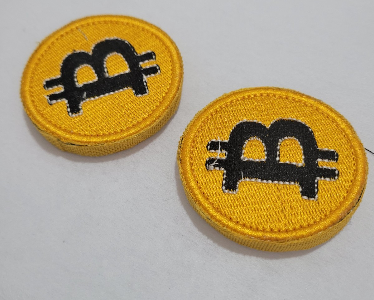 Bitcoin Yellow Gold Embroiered Physical Bitcoin BTC Cryptocurrency Collectible