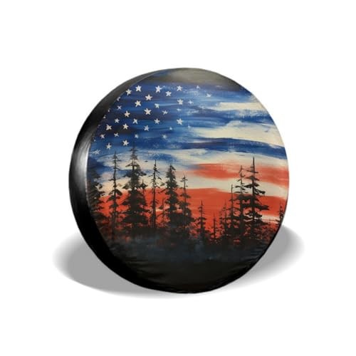 Spare Tire Cover American Flag Waterproof Dust-Proof Universal 15 Inch Star