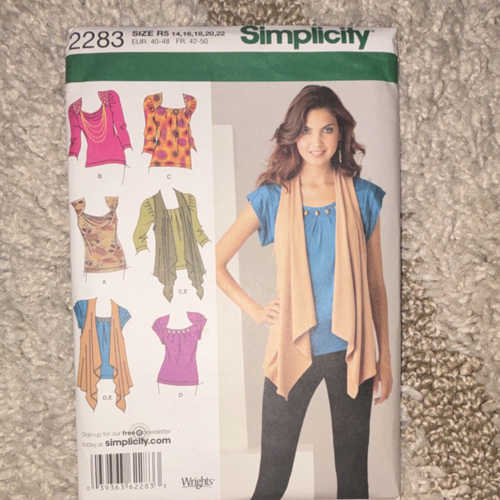 Simplicity 2283 Women's Shirt and Vest Sewing Pattern Sizes 14-16-18-20-22