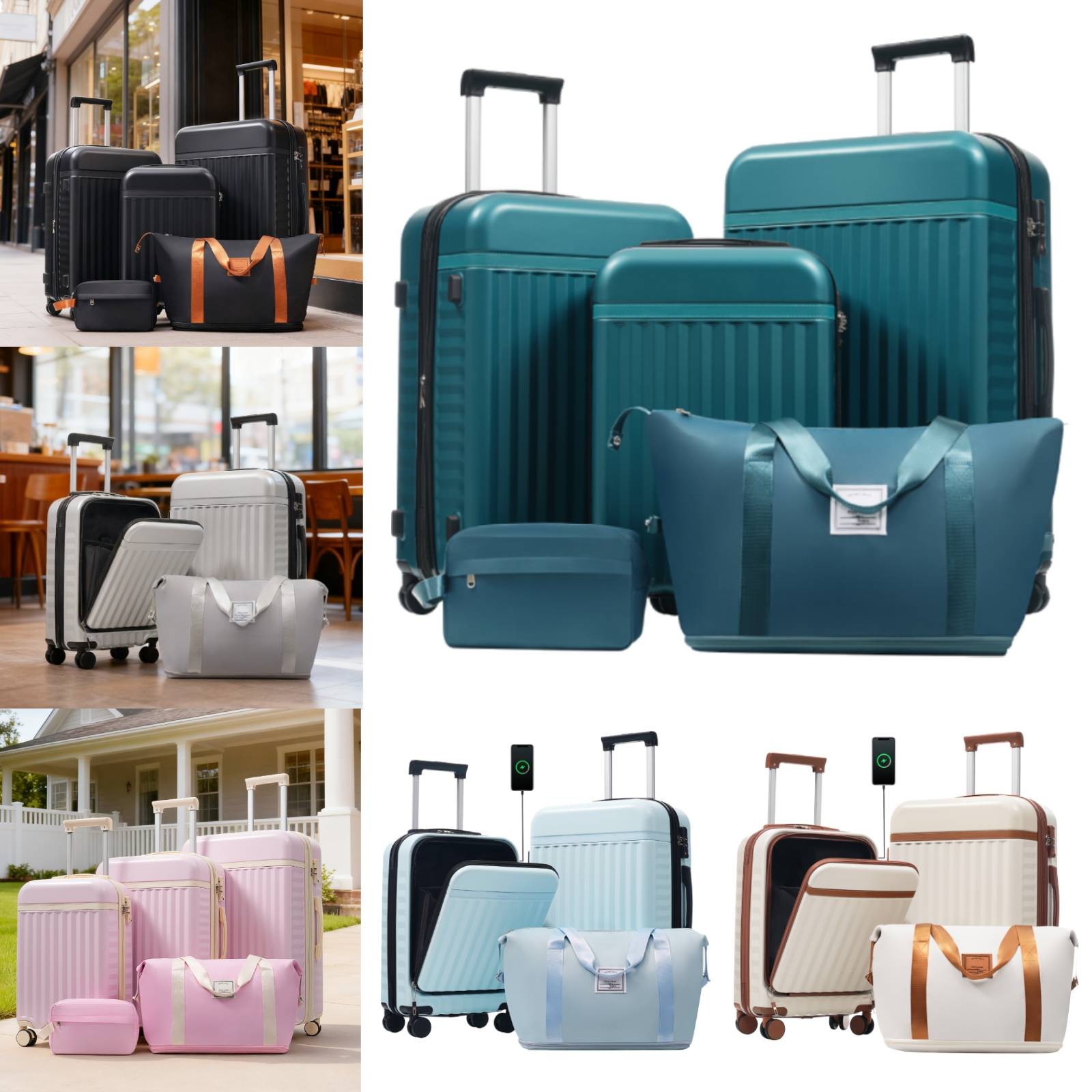 3/5 Piece Carry on Luggage Sets Hardshell Suitcase Wheel Luggage with Travel Bag