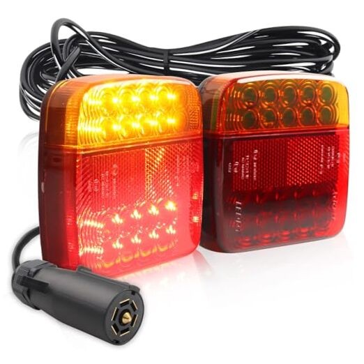 Magnetic LED Trailer Towing Light Kit, 24ft Cable with 7 Pin Plug, [4 wiring