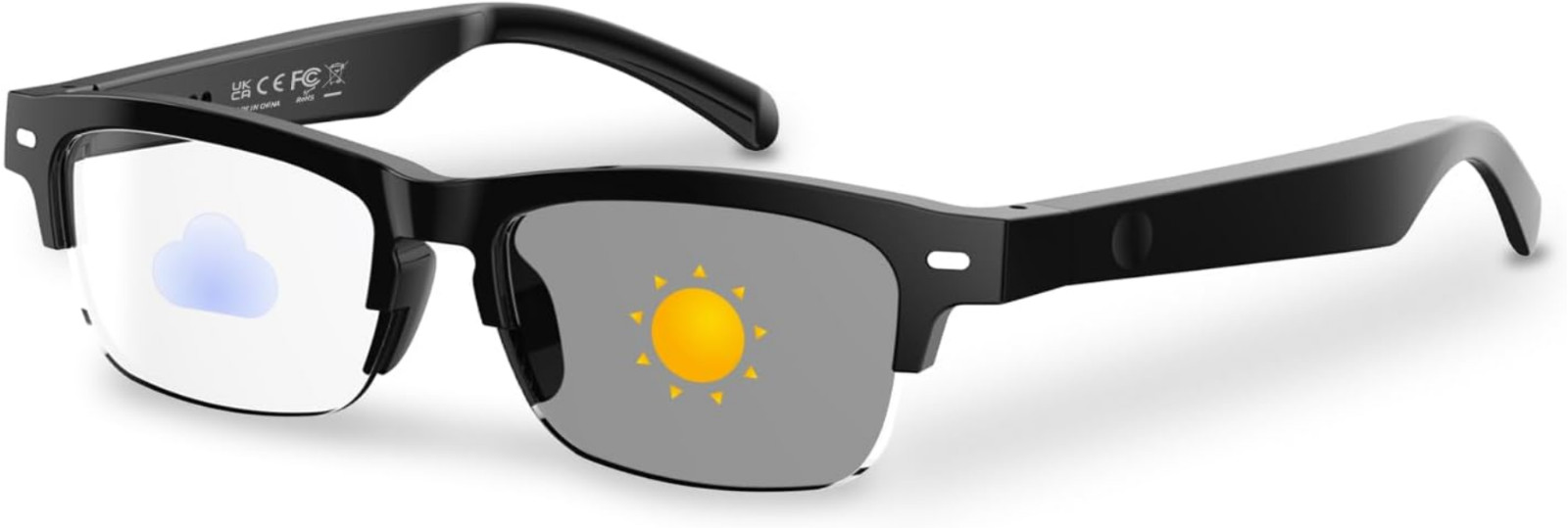 Smart Glasses, Open-Ear Sound Mic & Speakers, Smart Audio Photochromic Lenses