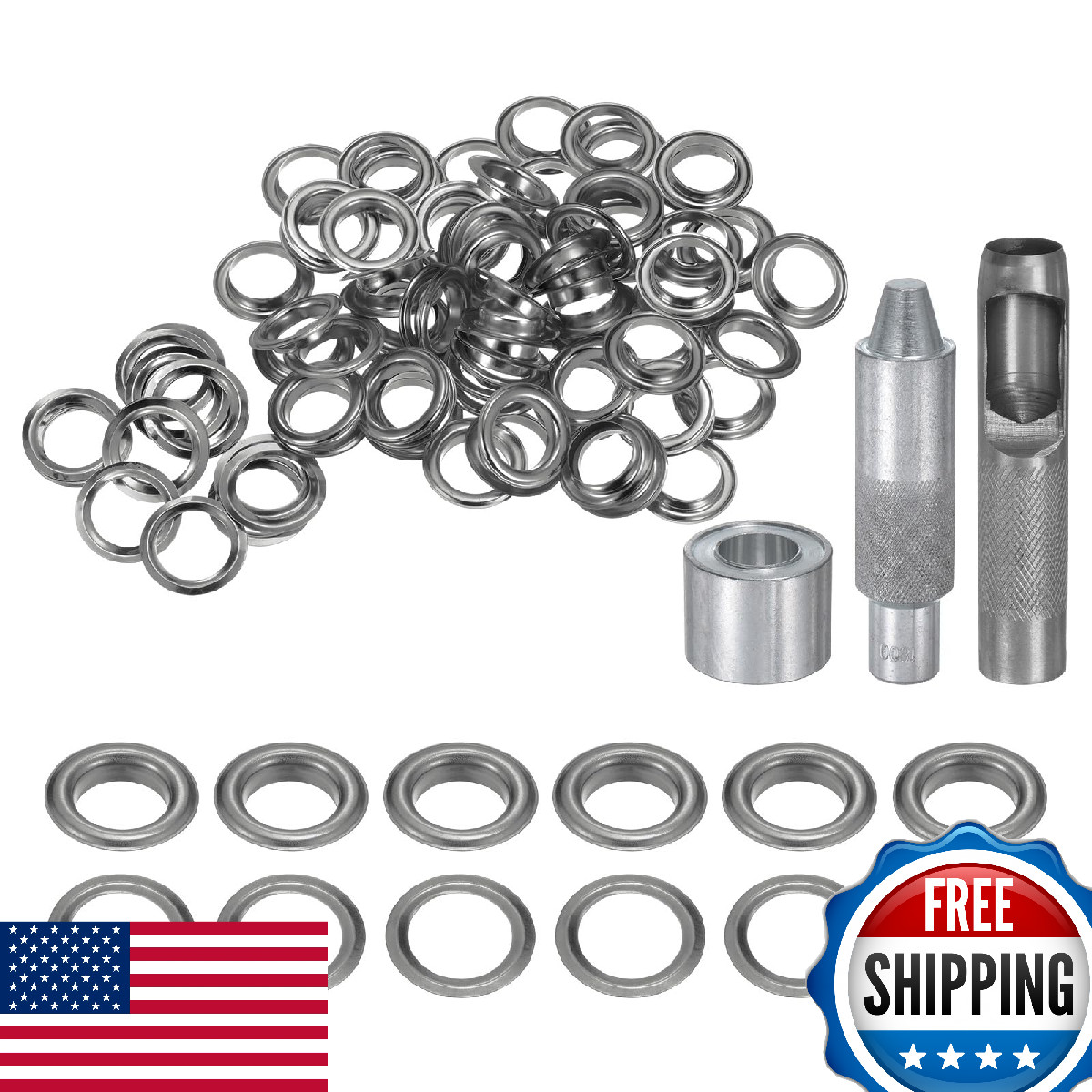 HARFINGTON 100pcs 18mm Copper Grommet Eyelet Tool Kit w/ Punch & Installer