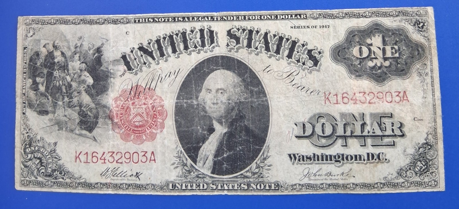 1917 $1 Dollar Large Size Legal Tender Banknote Sawhorse