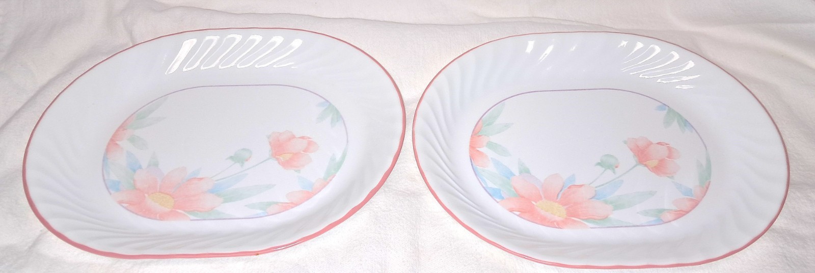2 Corelle Peony Serving Platters USA Retired oval plate floral pink