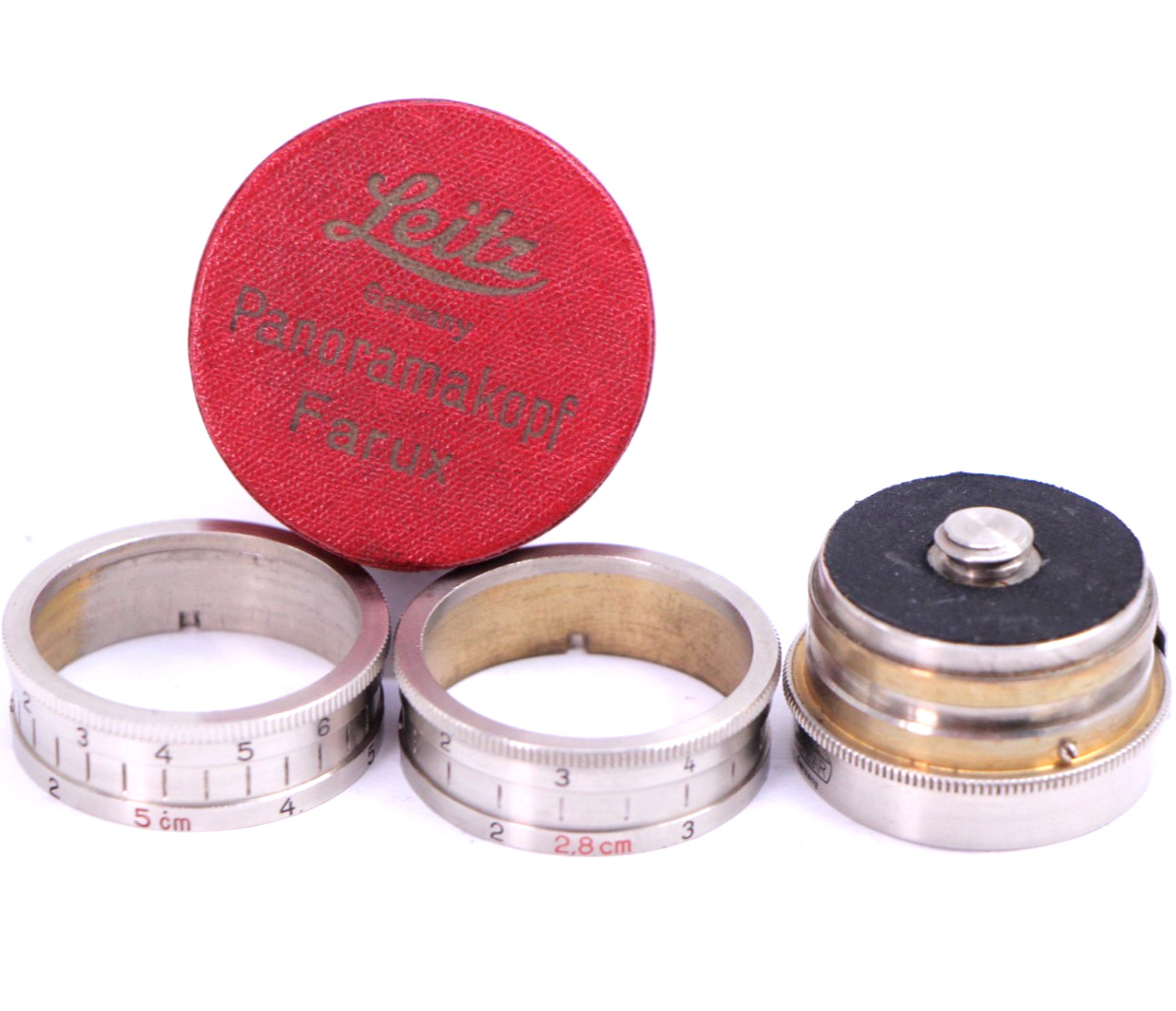 Leitz Farux Panorama Tripod Head Panoramakopf w 2.8cm 5cm Rings Leica Germany