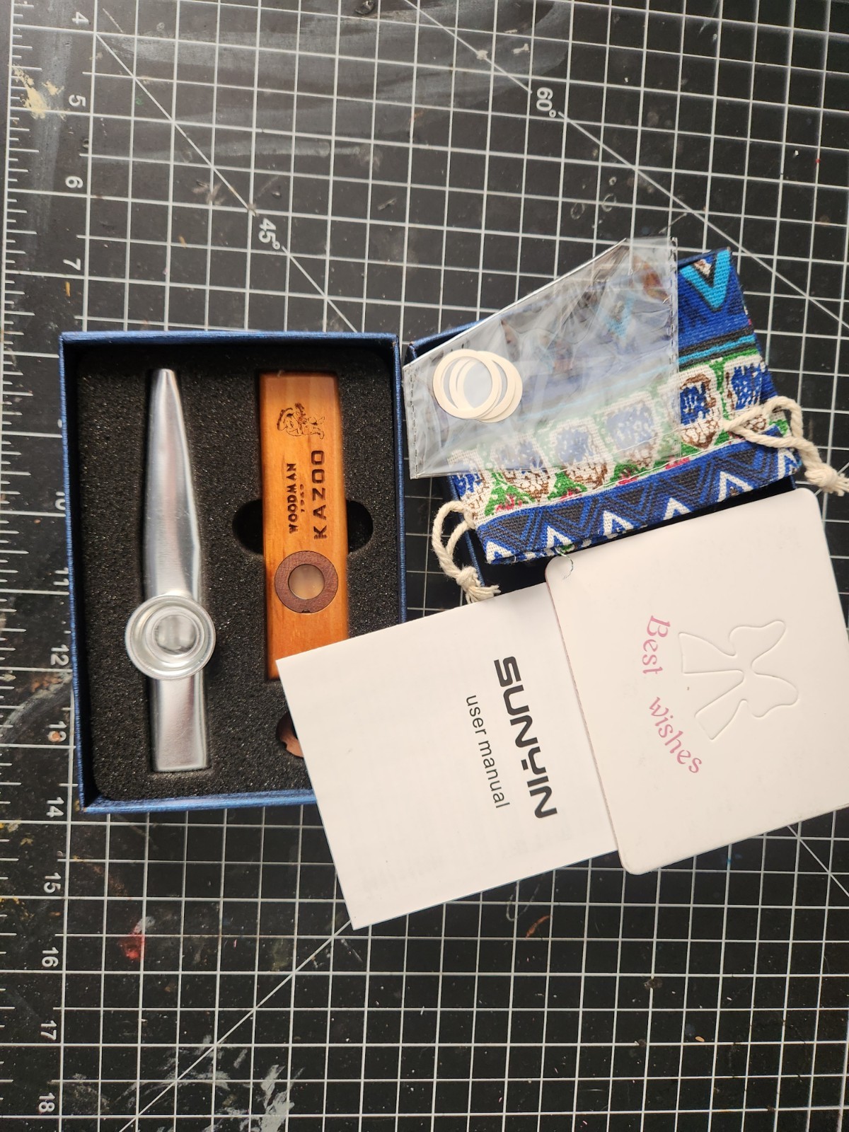 SUNYIN WOODMAN KAZOO Set Metal & Wooden Kazoos with Gift Box