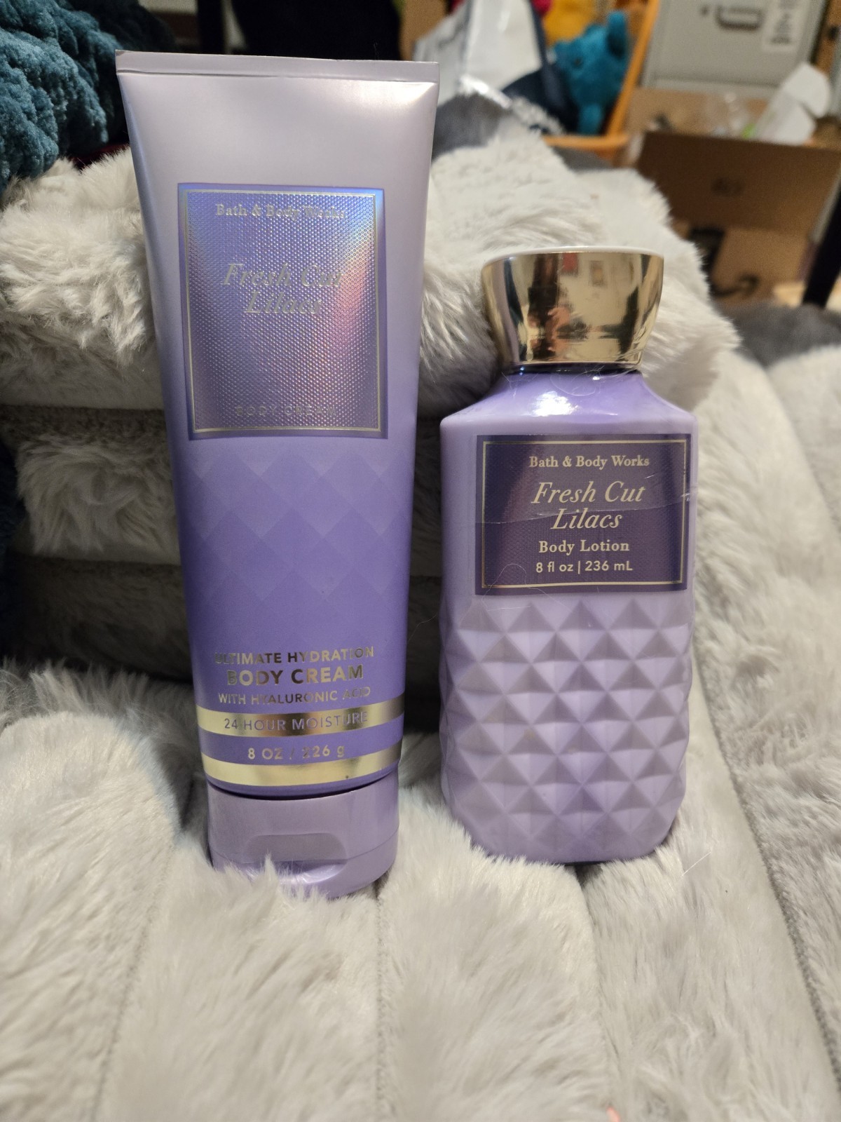 New BATH & BODY WORKS FRESH CUT LILACS Shea Butter Body Cream And Lotion Set8 OZ