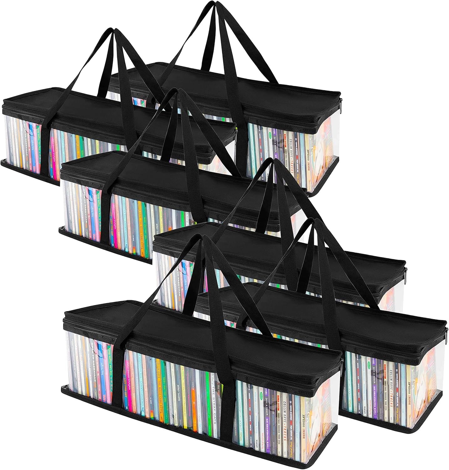 CD Storage Bags (6 Pack) - Transparent PVC Media - 6 Pack, Clear 