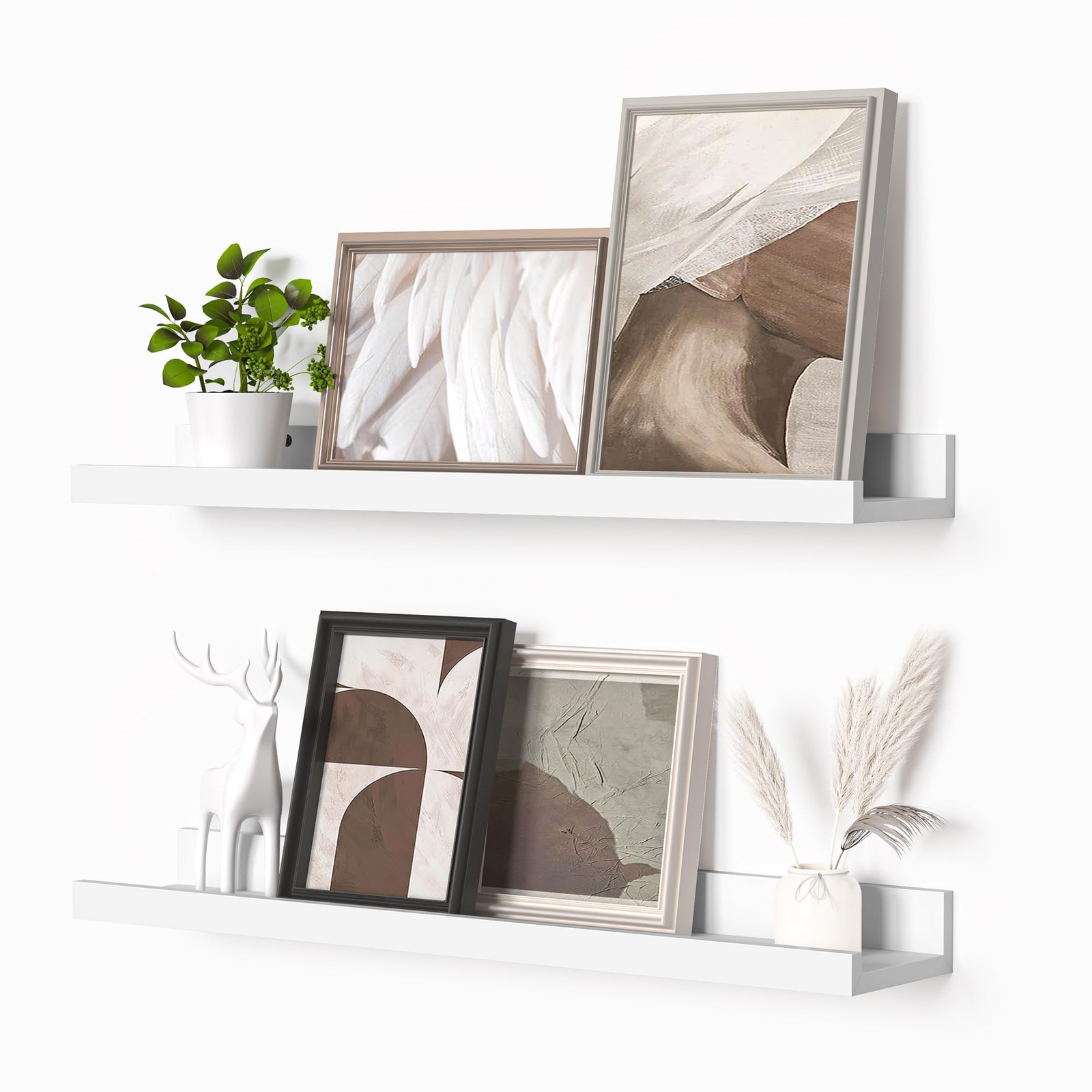 Heimlove Picture Ledge Shelf, Floating Shelves Set of 2, 24 Inches Picture Shelf