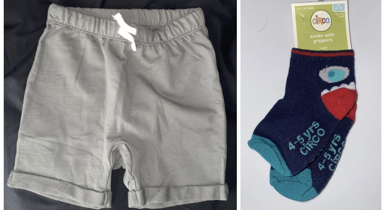 Circo Socks With Grippers 4T-5T & Little Co. Lauren Conrad Grey Shorts 4T