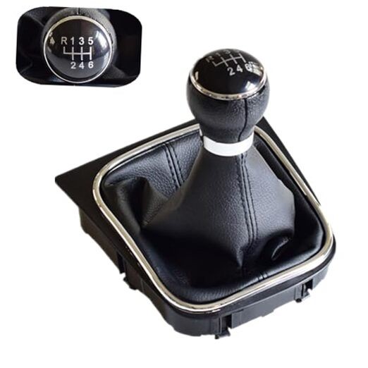 Manual Car Gear Shift Knob with Leather Gear Shifter Boot for VW Golf 6 6 Speed
