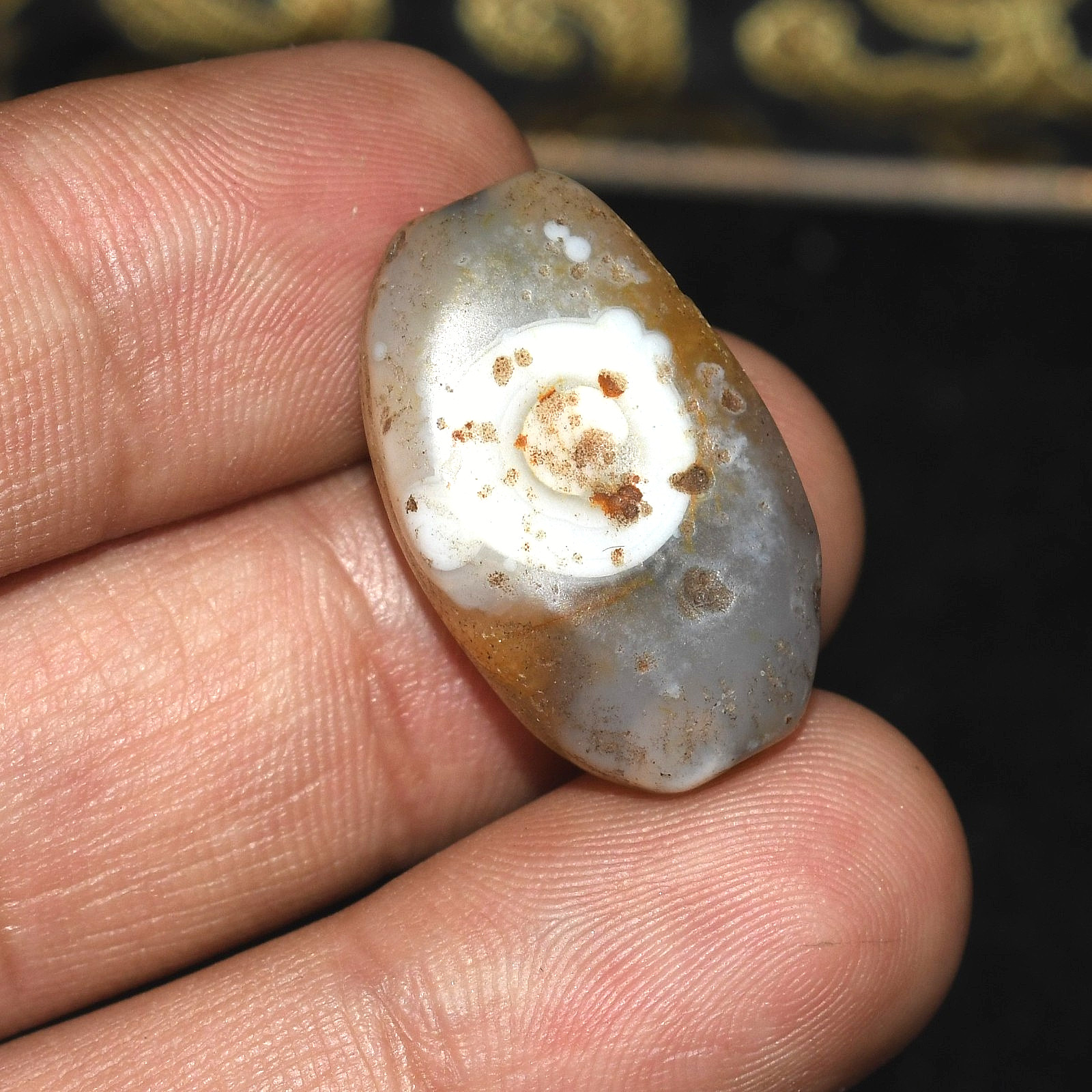 Authentic Ancient Central Asian Banded Agate Stone Bead over 2000 Years Old