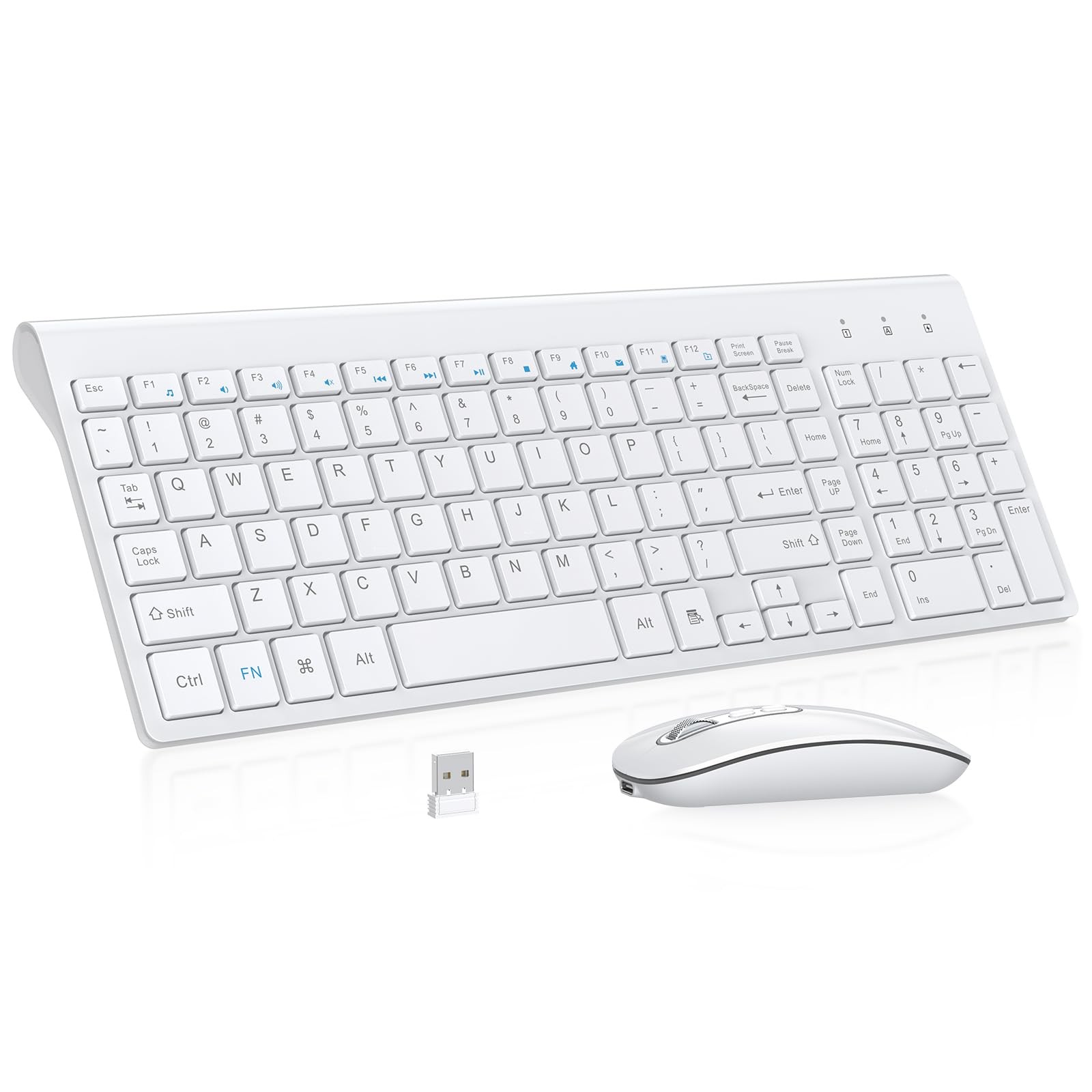 Ultra Slim Wireless Keyboard, Rechargeable Silent Switch, Easy Setup for PC/Mac