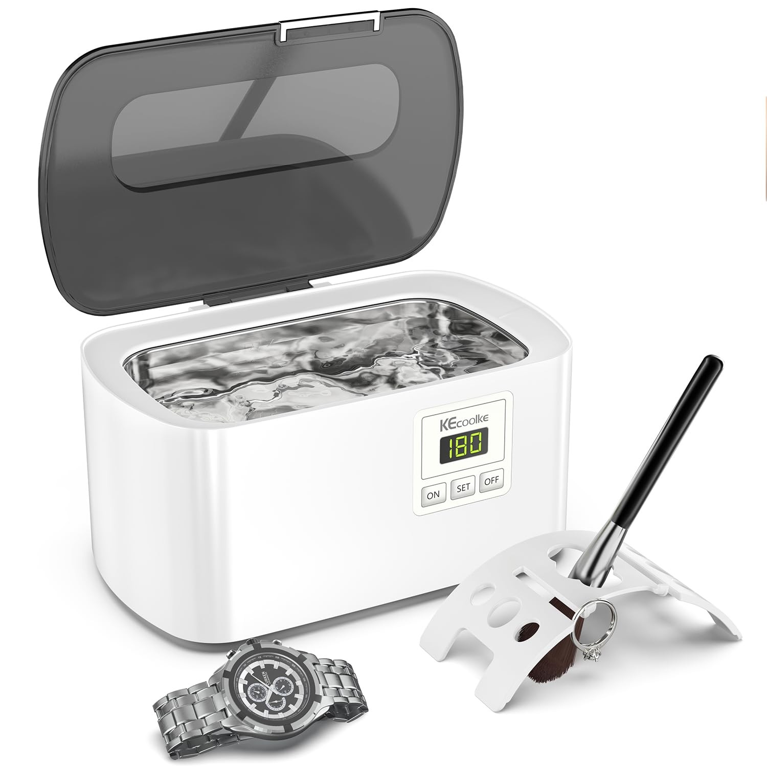 Ultrasonic Jewelry Cleaning Machine, 600ml Sonic Cleaner with Digital Timer f...