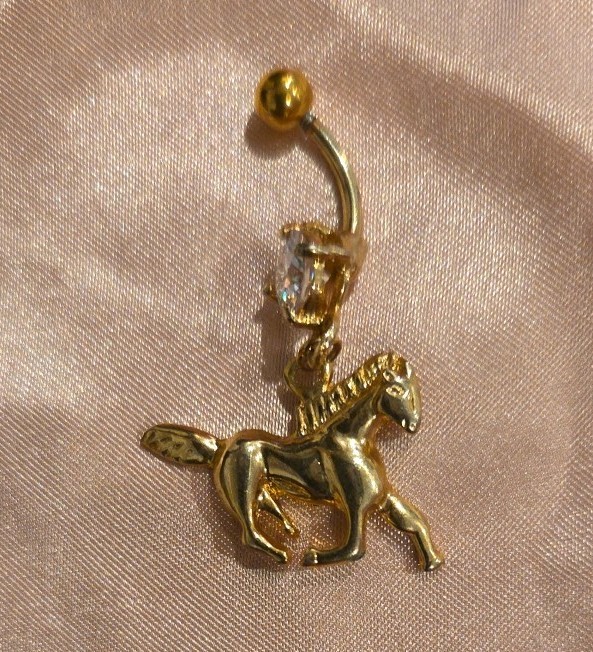 Golden Horse Belly Ring CZ Body Piercing Jewelry