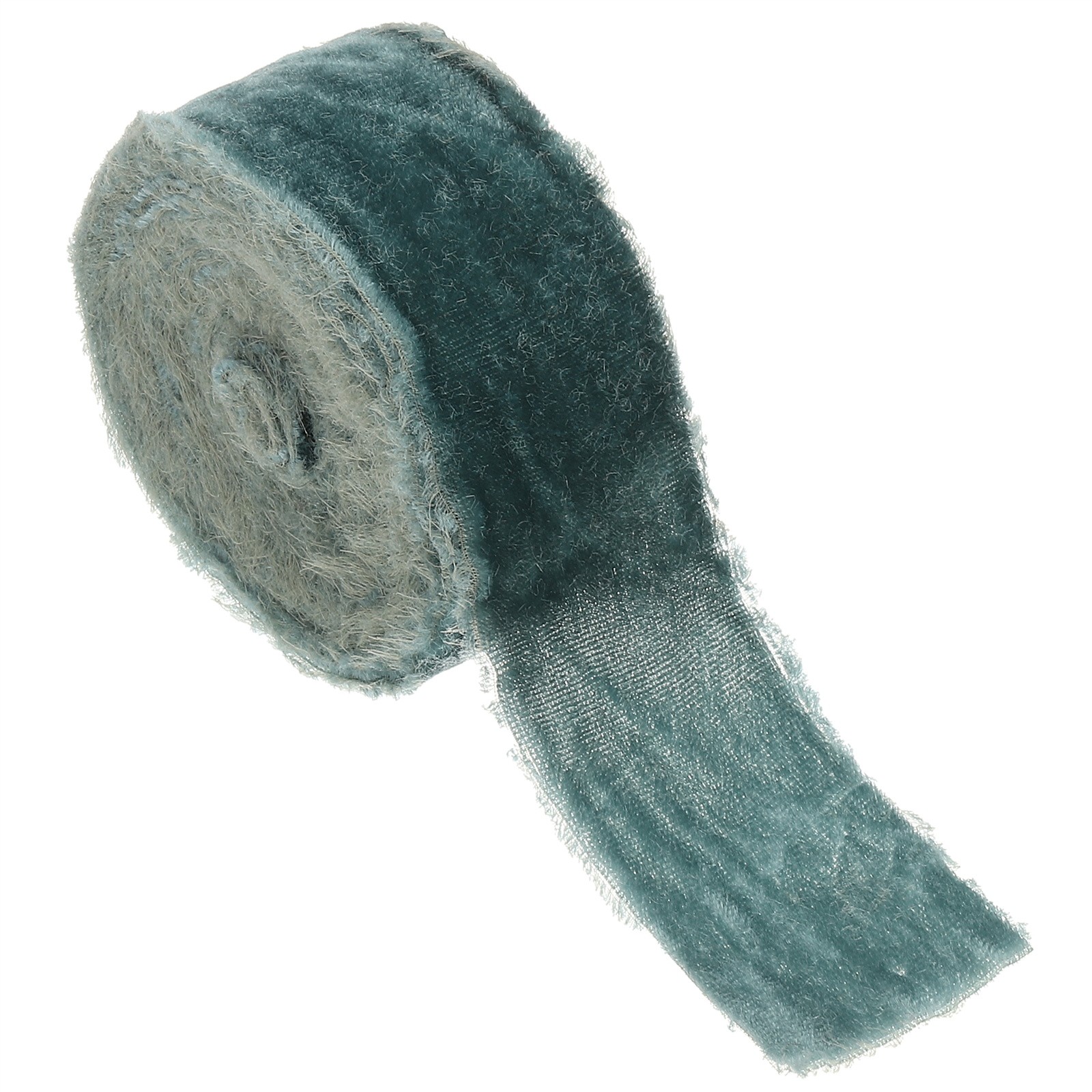 Velvet Ribbon 1-1/2"x3Yd Handmade Frayed Vintage Ribbons Gray Blue