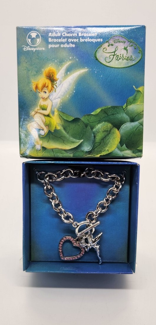 Disney Tinker Bell Charm Bracelet 8" Pewter *New
