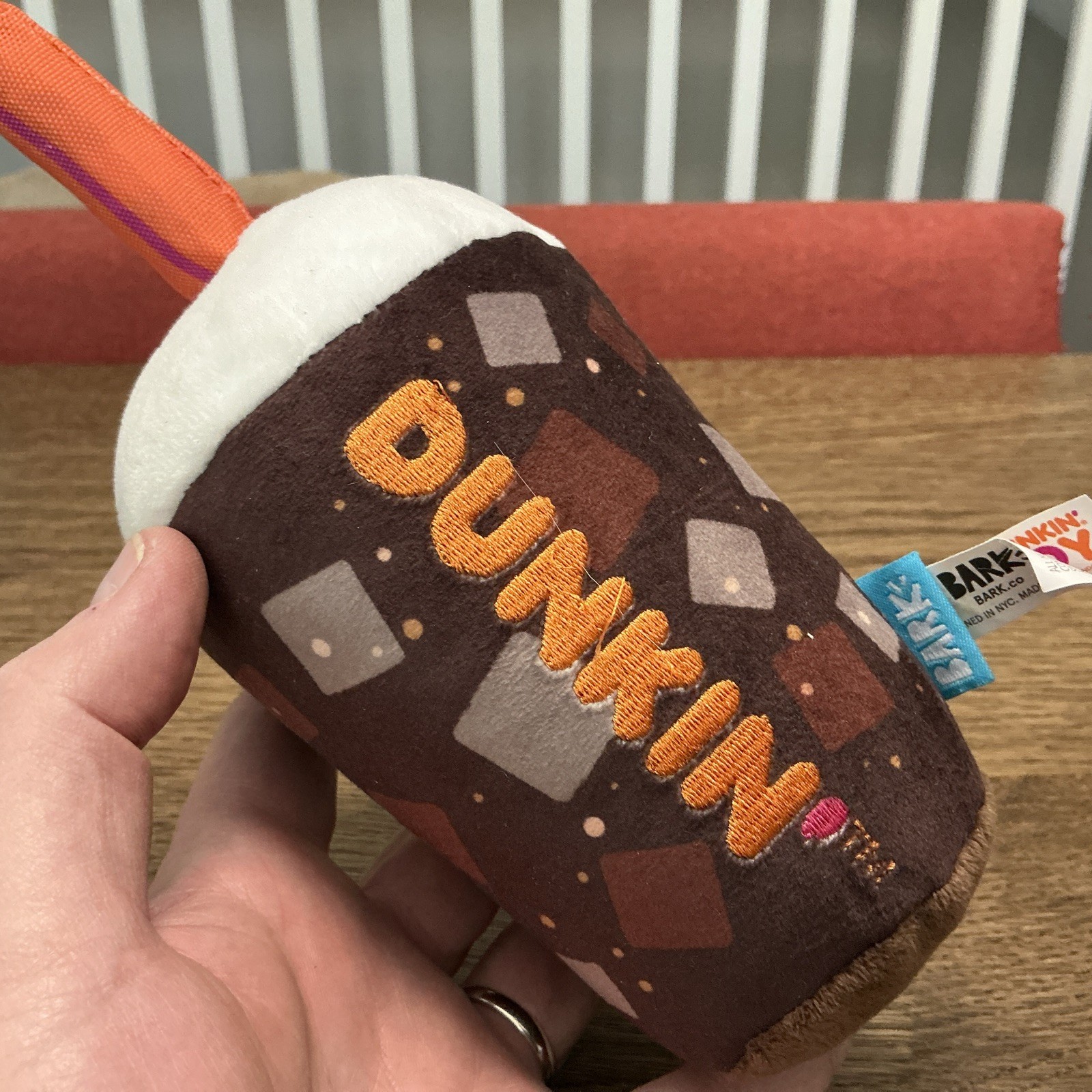 Bark Dunkin’ Donuts 2025 Cold Brew Dog Toy Squeaky Plush New Chew Toy