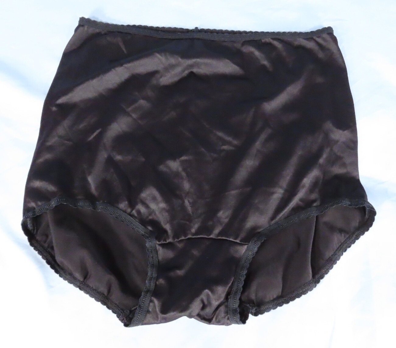 VTG BALI Skimp Skamp Panties BLACK SHEER SILKY GRANNY High Waist 2633 sz 8/XL