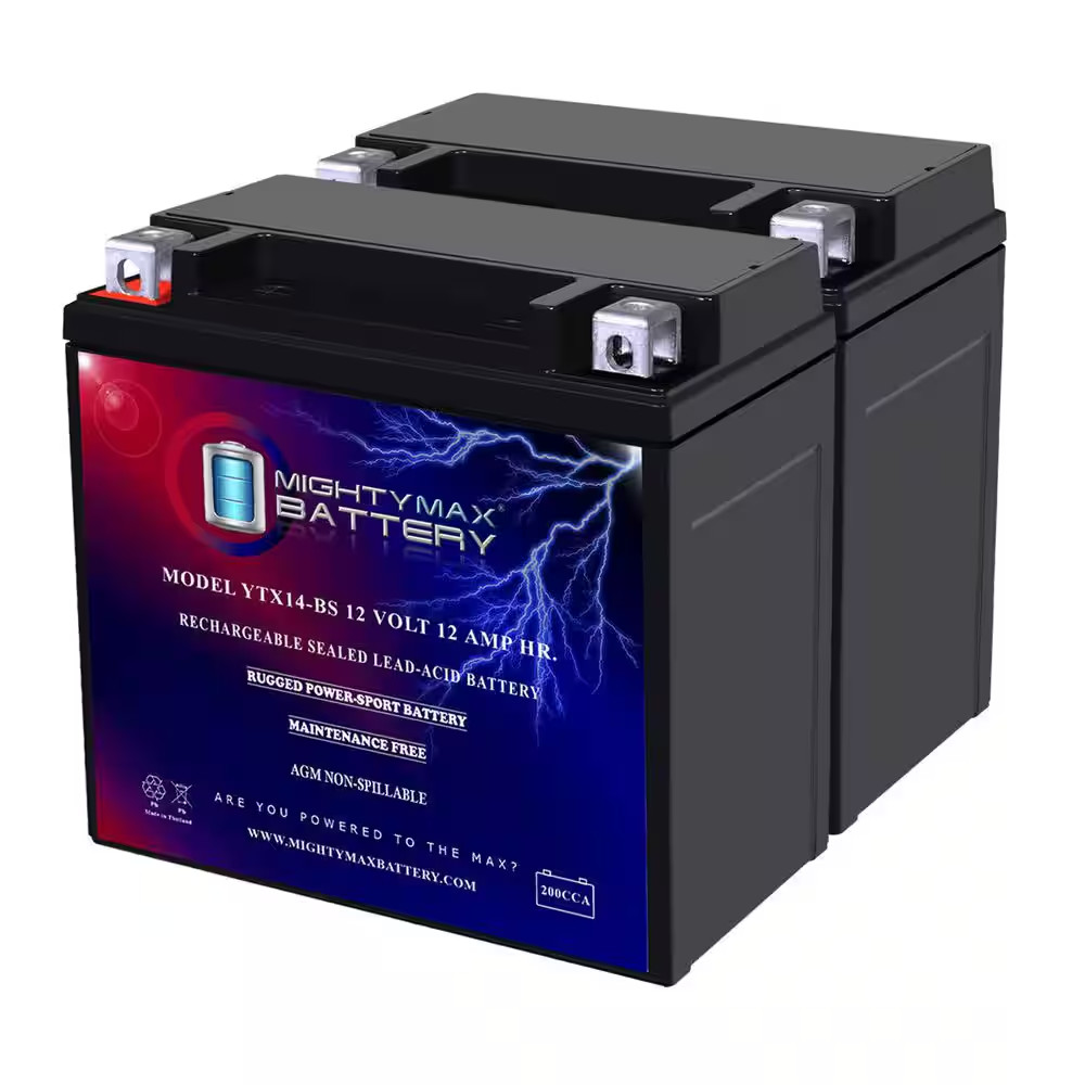 YTX14-BS Battery for Honda TRX300FW Fourtrax 4X4 1988-2000 - 2 Pack