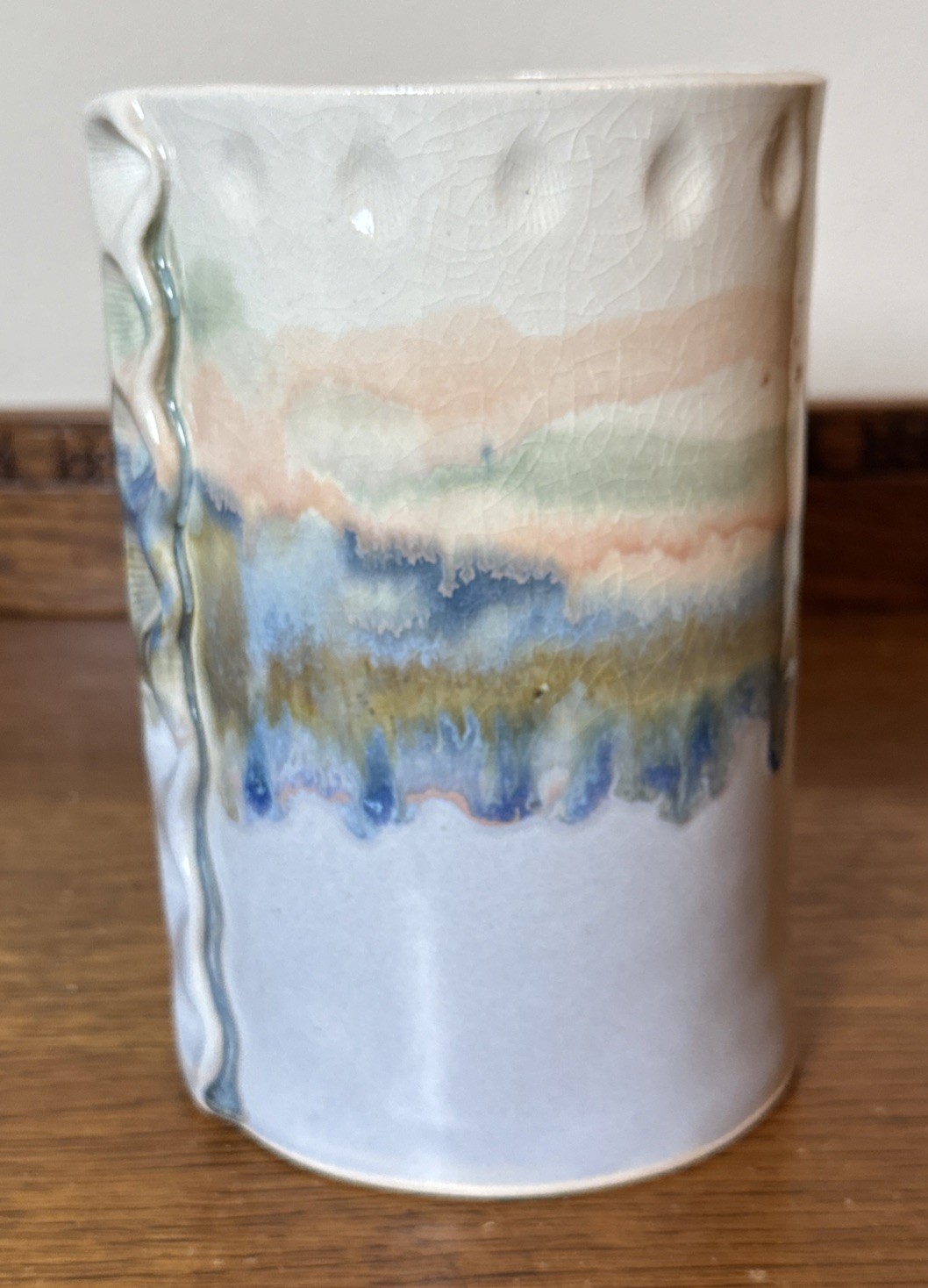 Vintage Wrapped Studio Art Pottery Drip Glaze Vase- Signed WILDER - 1994