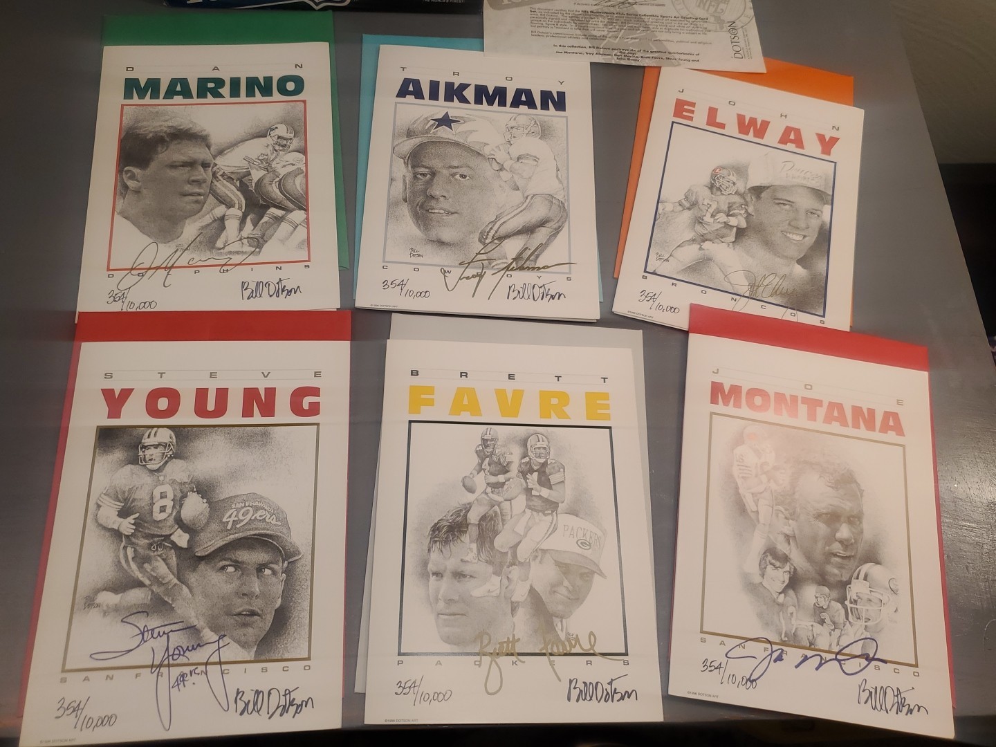 Dotson NFL 1996 Limited Edition Quarterback Collectors Greeting Cards Set COA