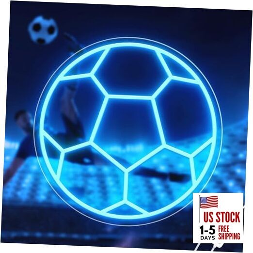 Soccer Neon Sign, Dimmable LED Neon Signs for Wall Decor, Football LED Neon 