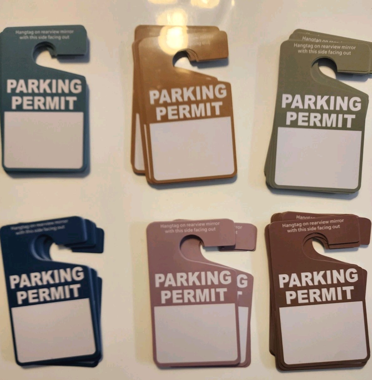 120 Pcs Parking Permit Hang Tags 3 x 5 Inch Colorful Plastic Temporary Passes