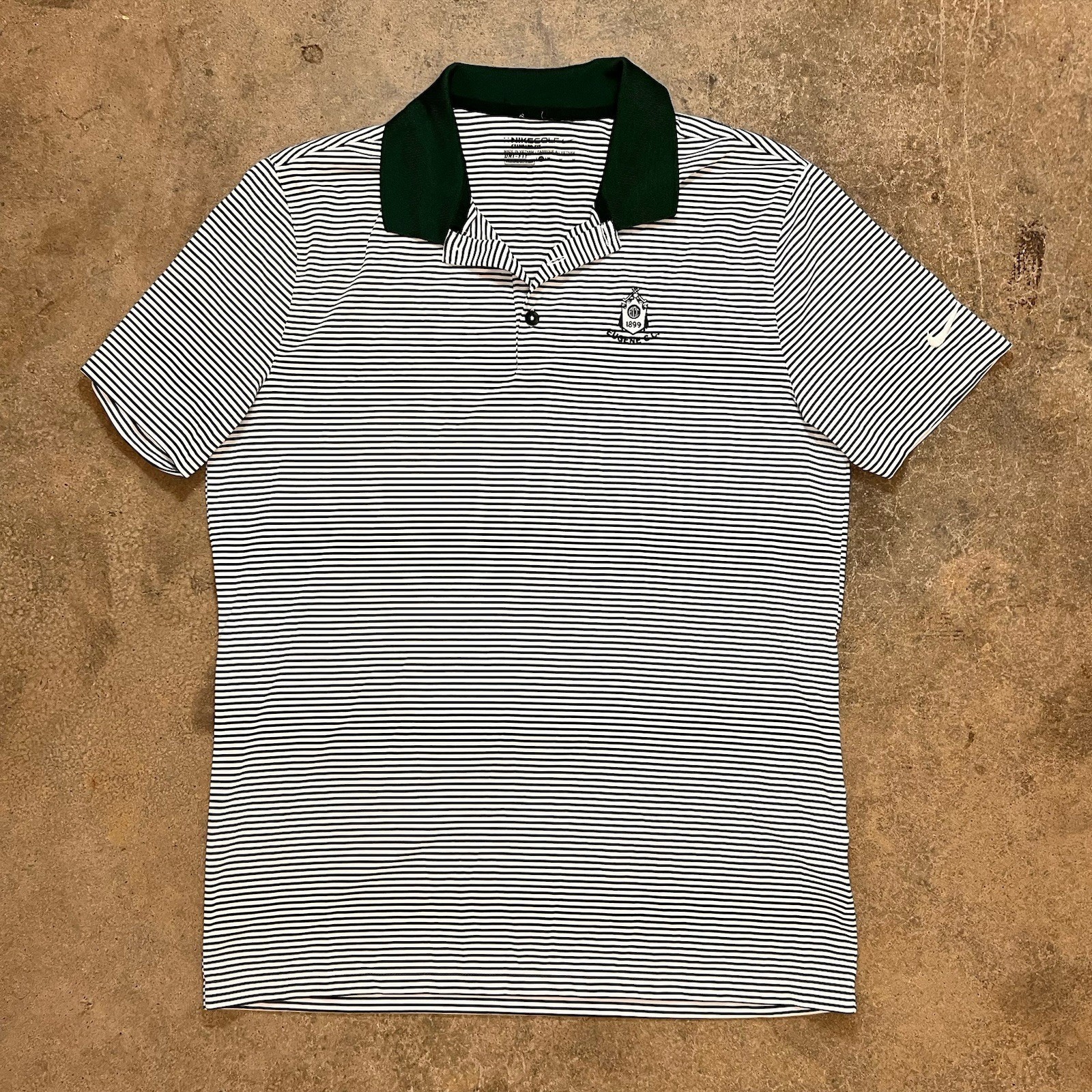 Eugene Country Club Golf Logo Green Nike Polo Shirt Mens Medium Lightweight