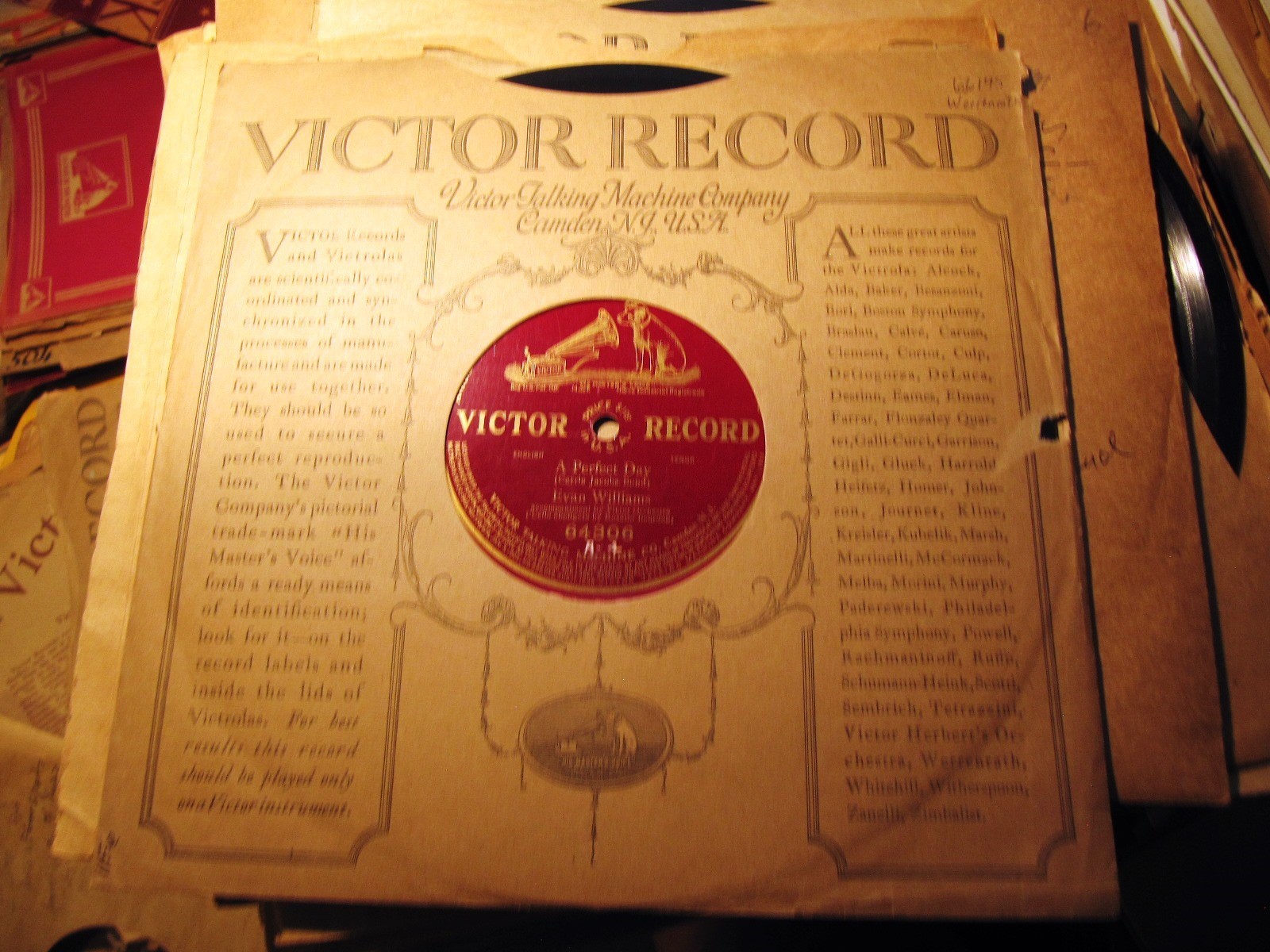 1913 ROSARIO BOURDON Cello EVAN WILLIAMS Carrie Jacobs-Bond A PERFECT DAY 64306