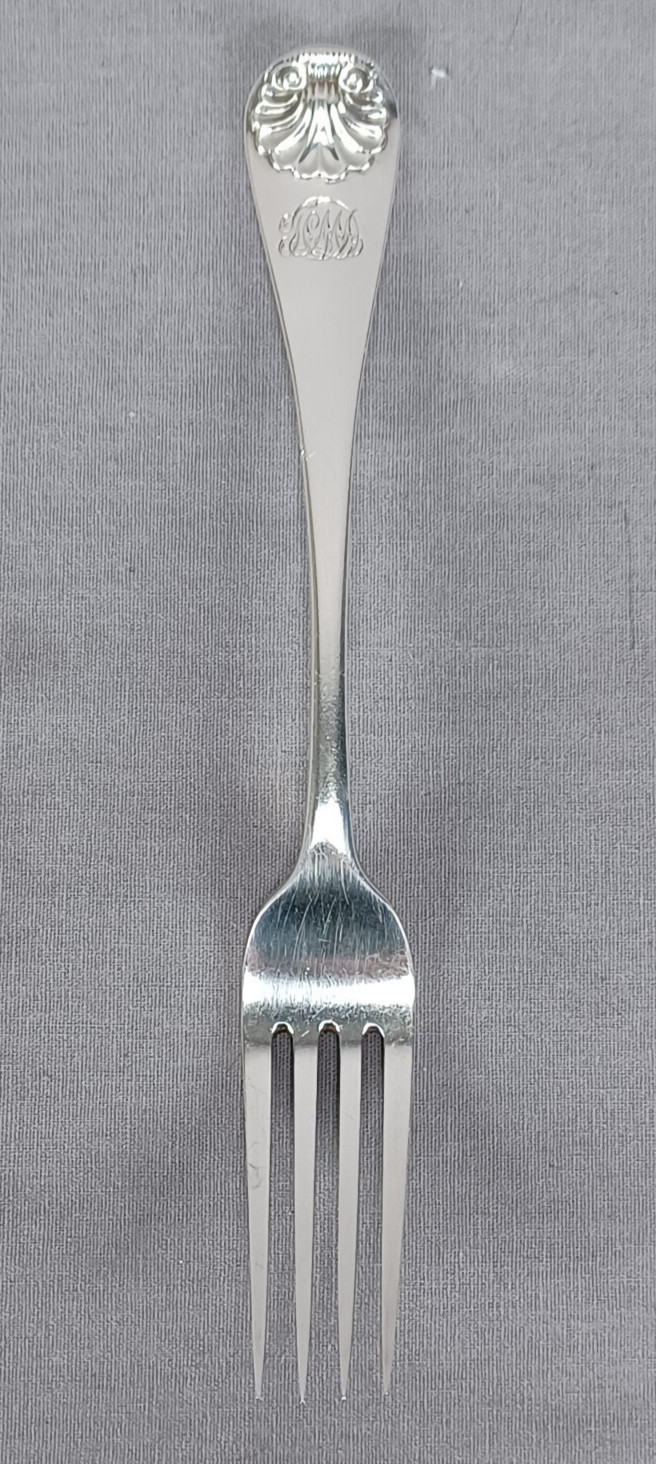Chawner & Co London Sterling Silver Monogrammed Shell Fork C.1835 A