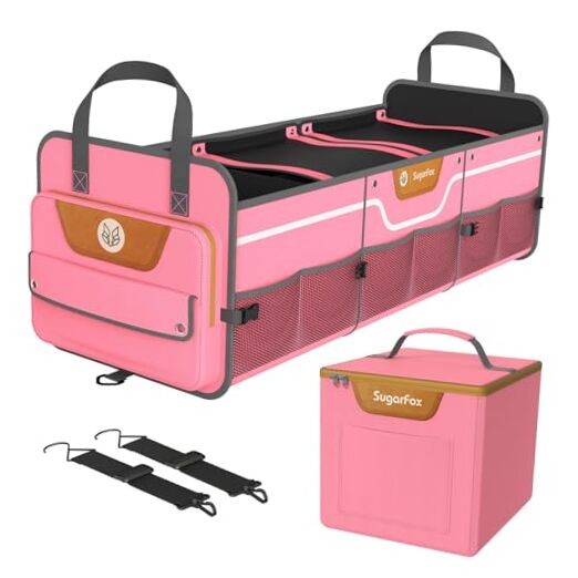 Car Trunk Organizer for SUV, Heavy Duty Waterproof Trunk Oversize PINK