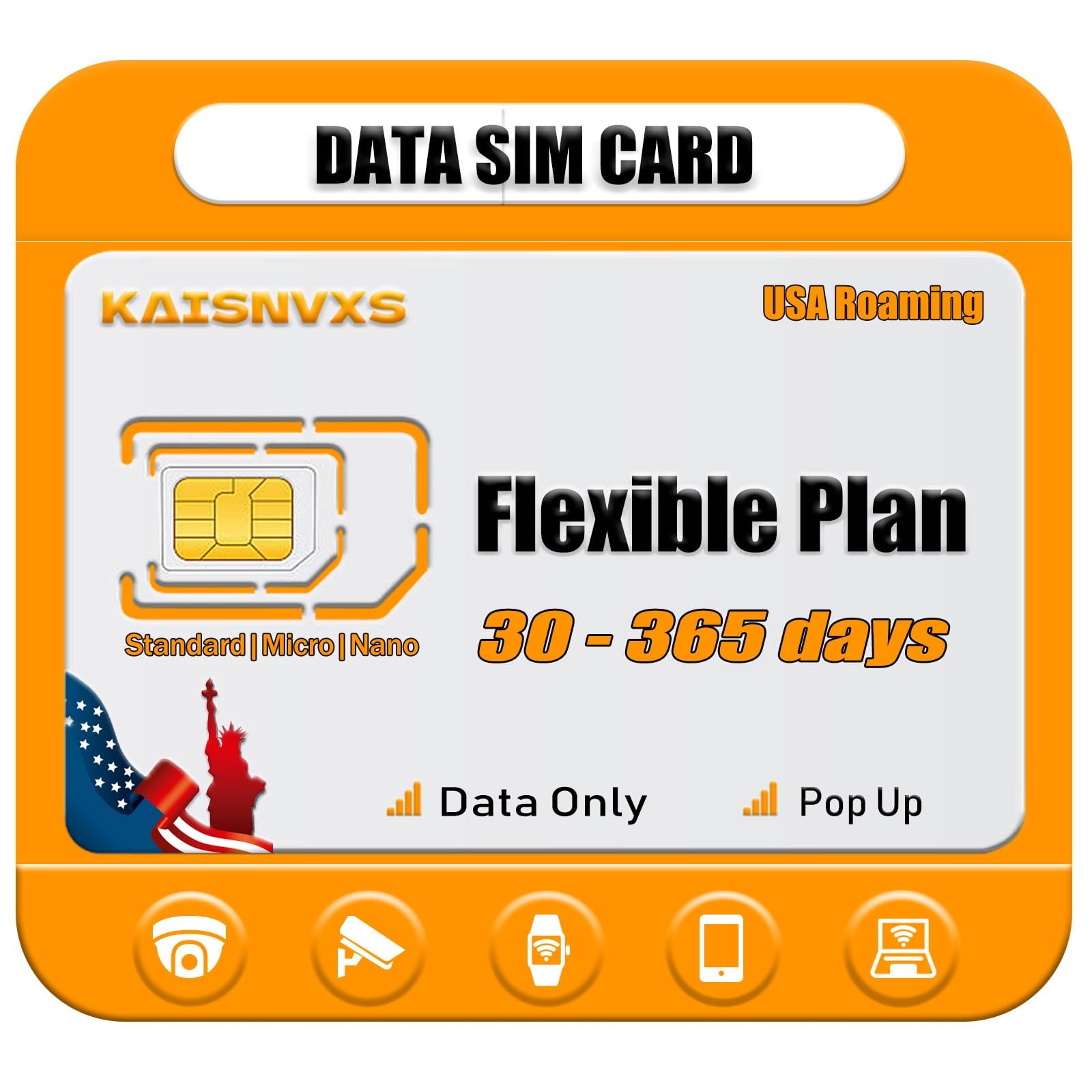 4G LTE Cellular Data Only SIM Card for Security Cameras Compatible with USA... 